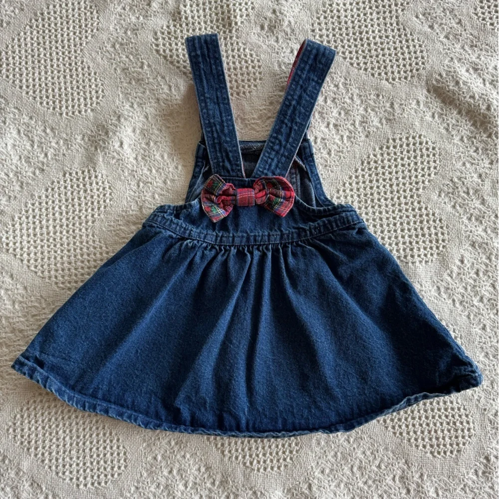 Vintage Oshkosh B’gosh Denim Jumper Plaid Details Cotton 2T